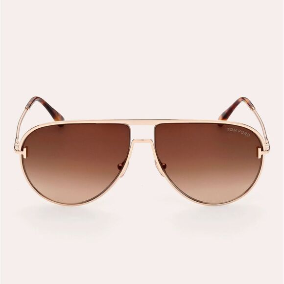 Tom Ford Theo 60mm Gradient Pilot Sunglasses Rose Gold MSPR $ 550.00 - Picture 2 of 8